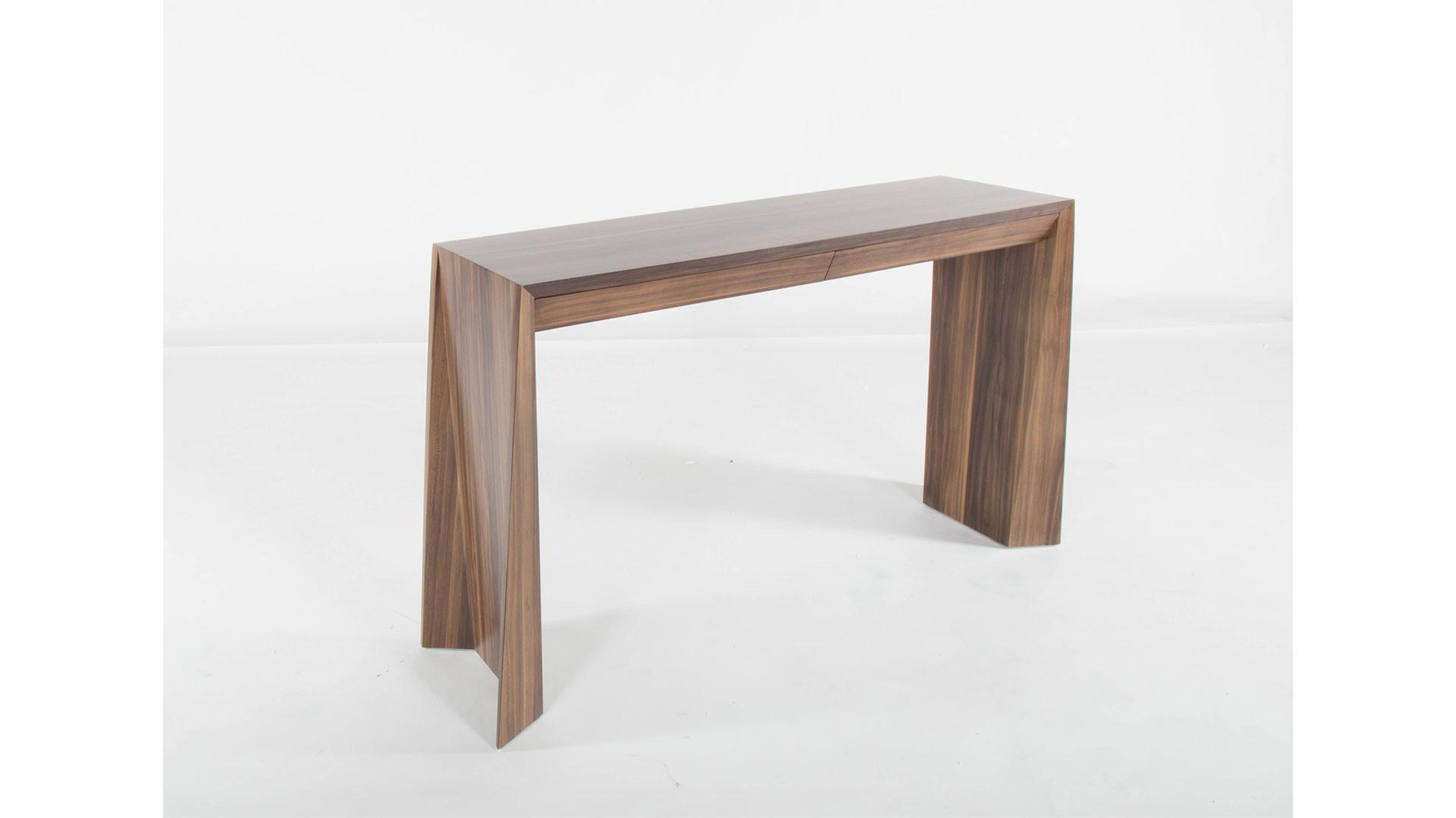 

    
At Home USA Ella Console Table in Walnut Wood Veneer Contemporary Style
