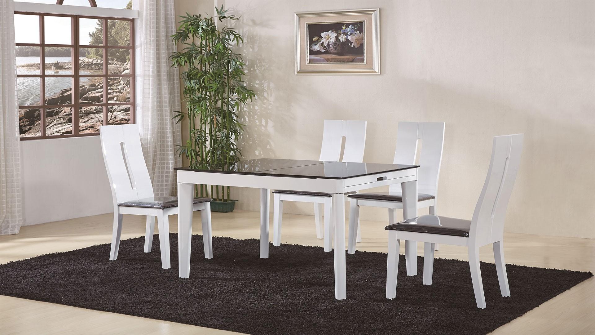 

    
At Home USA Gianni White Dining Table Set 5Pcs Contemporary Ultra Modern
