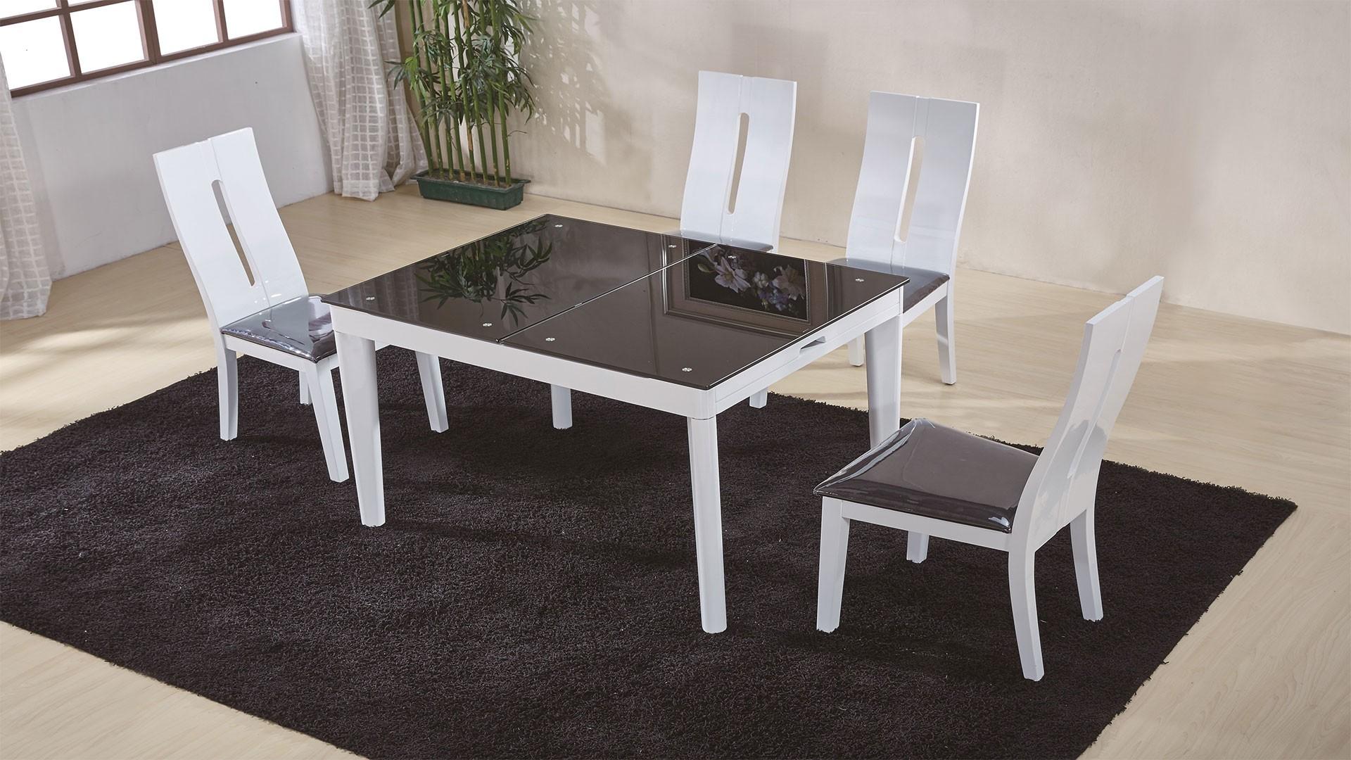 Contemporary Dining Table Gianni Gianni-White-Set-5 in White 