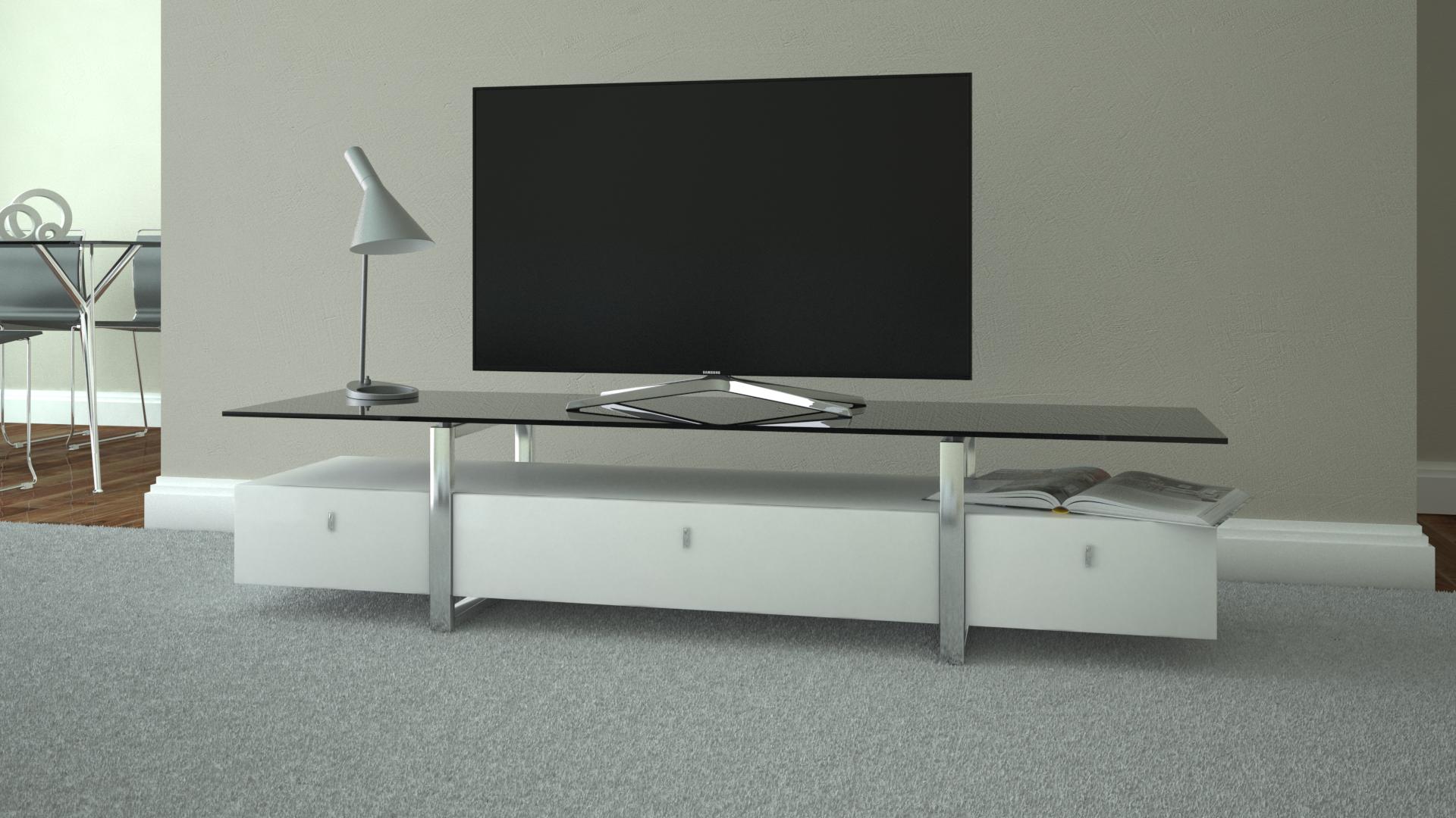 Contemporary TV Stand Lumina SKUTV70104 in White 
