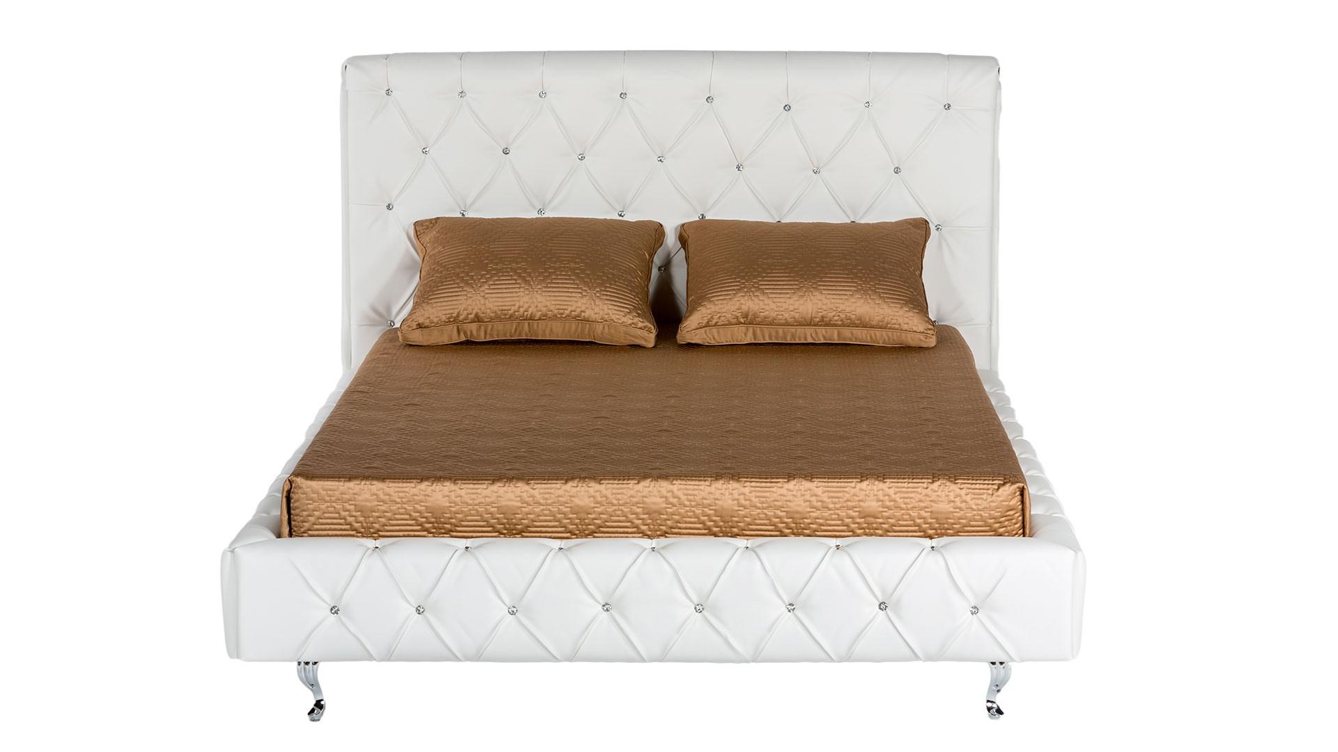 Contemporary Platform Bed Maria AHU-064-WHT-04 in White Leatherette
