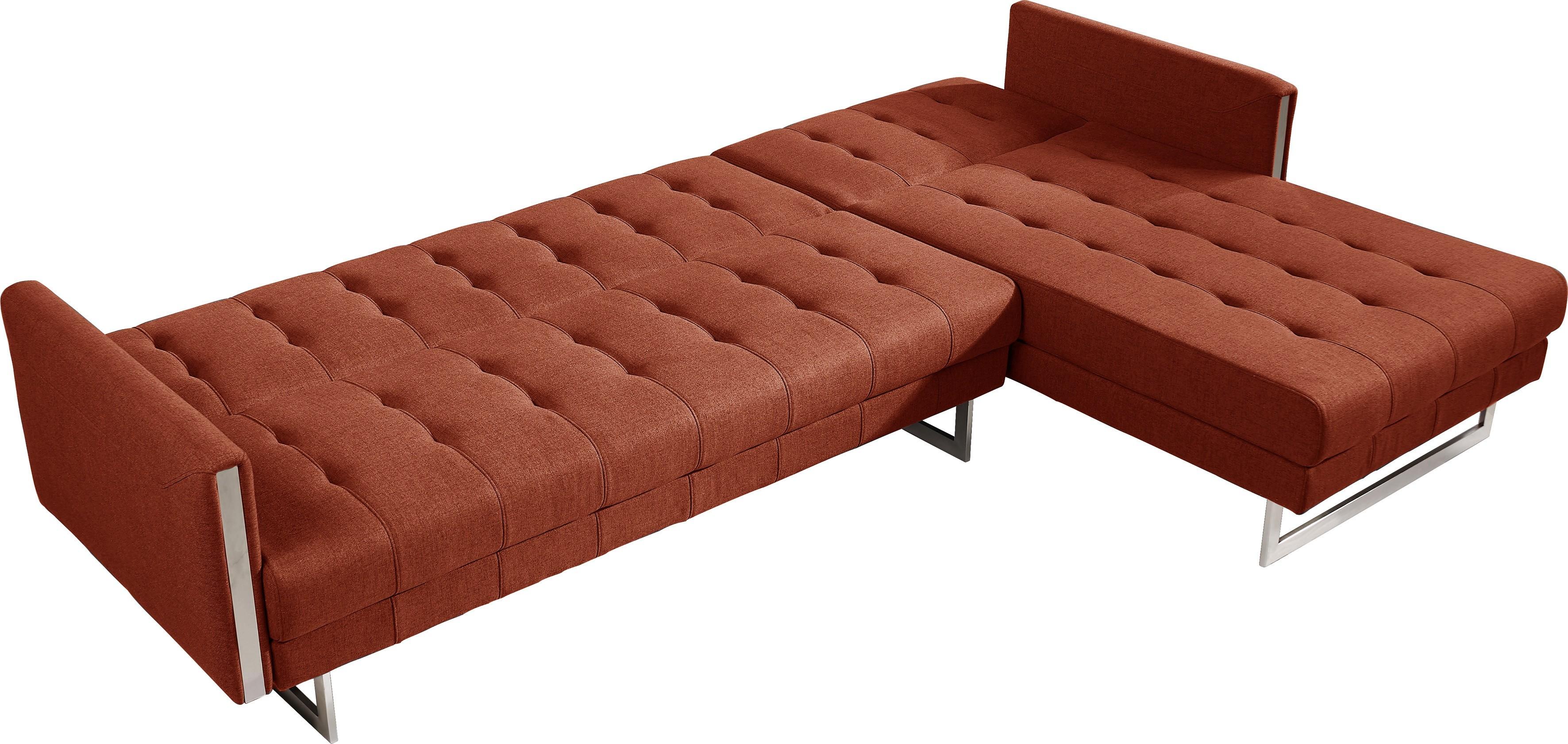 

    
At Home USA Andrea Flaming Orange Tufted Fabric Sectional Sofa Bed Contemporary
