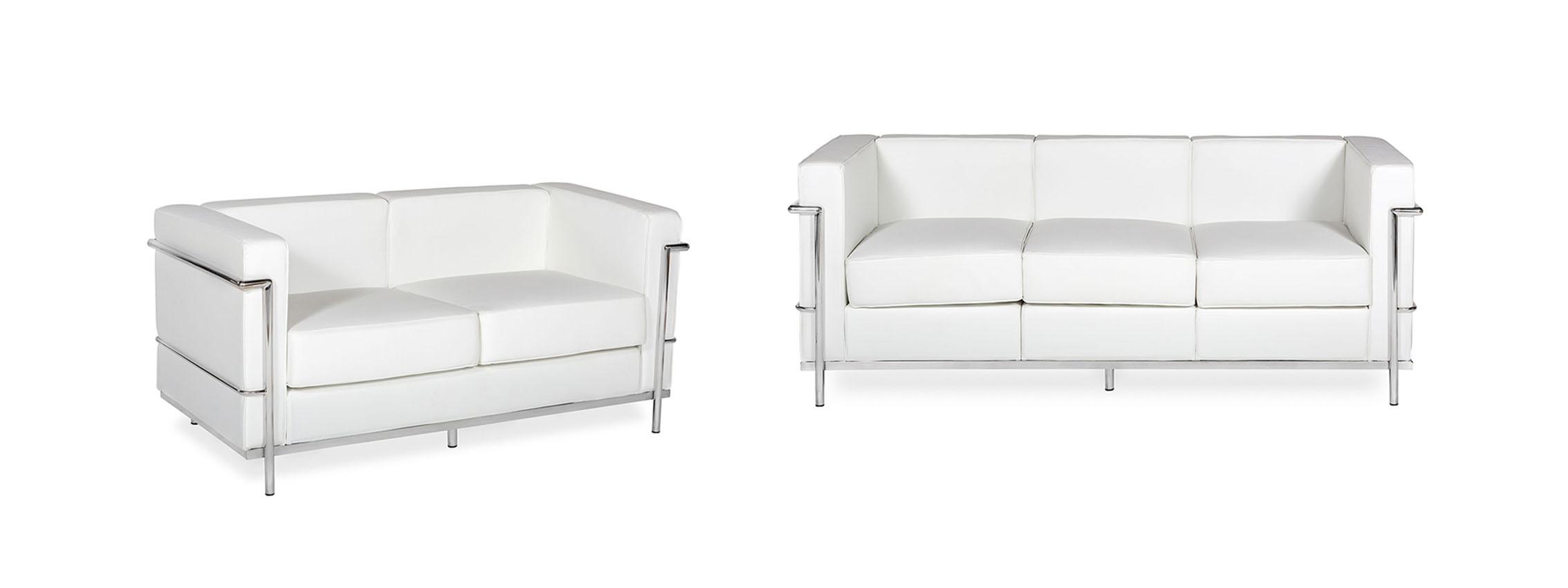 

    
At Home USA Nube White Leather Living Room Sofa Set 2Pcs Contemporary Modern

