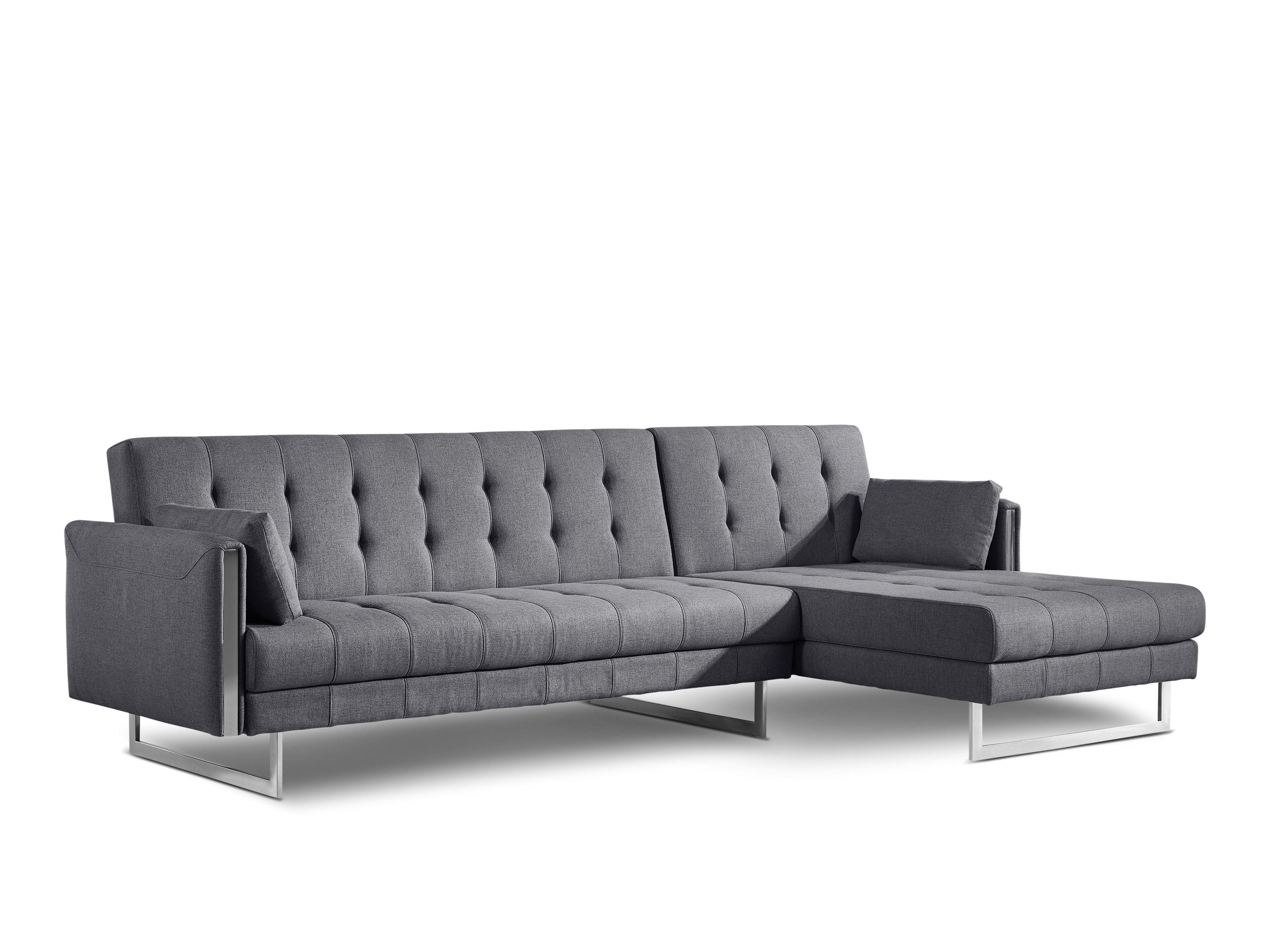 Contemporary Sectional Sofa Bed Andrea AHU-M1600-SEC-ARGR in Gray Fabric