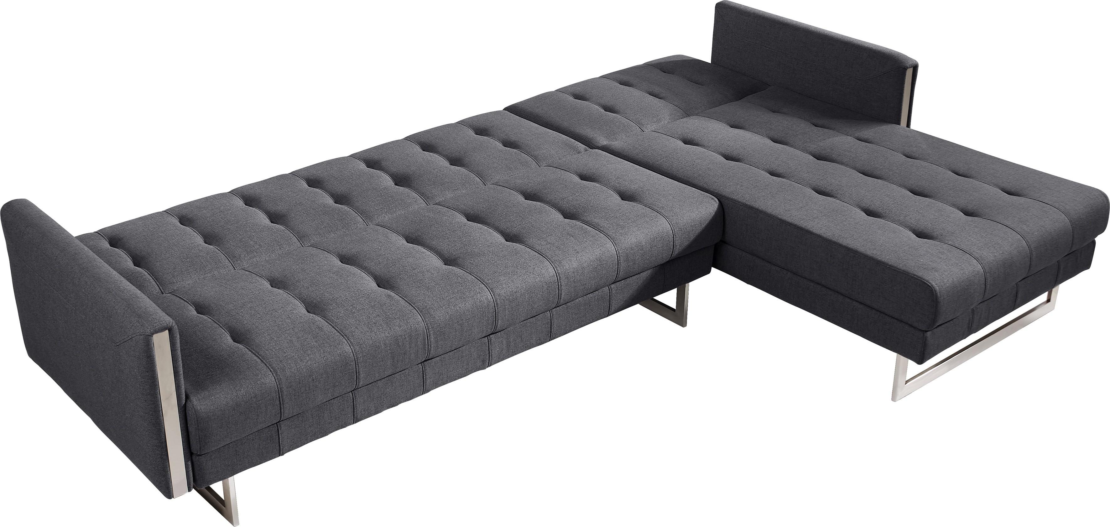 

    
At Home USA Andrea Grey Tufted Fabric Sectional Sofa Bed Contemporary Modern
