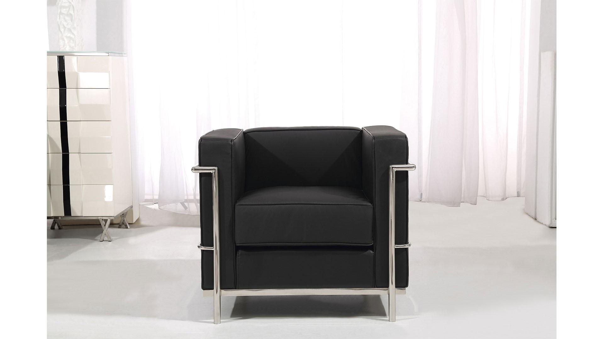 Contemporary Oversized Chair Nube AHU-077-BLK-07 in Black Leather