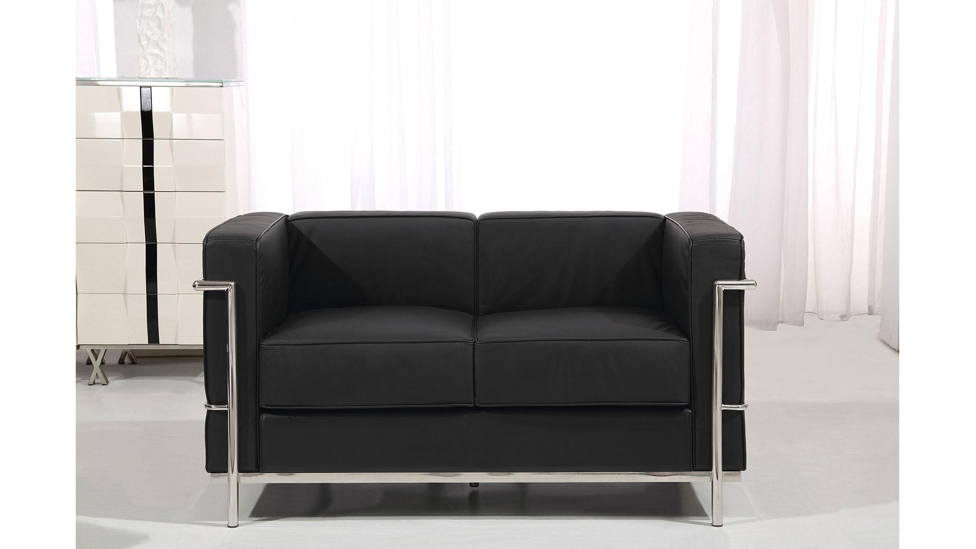

    
At Home USA Nube Black Leather Living Room Loveseat Contemporary Modern
