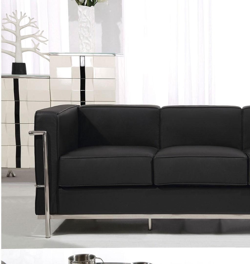

    
At Home USA Nube Black Leather Living Room Sofa Contemporary Modern
