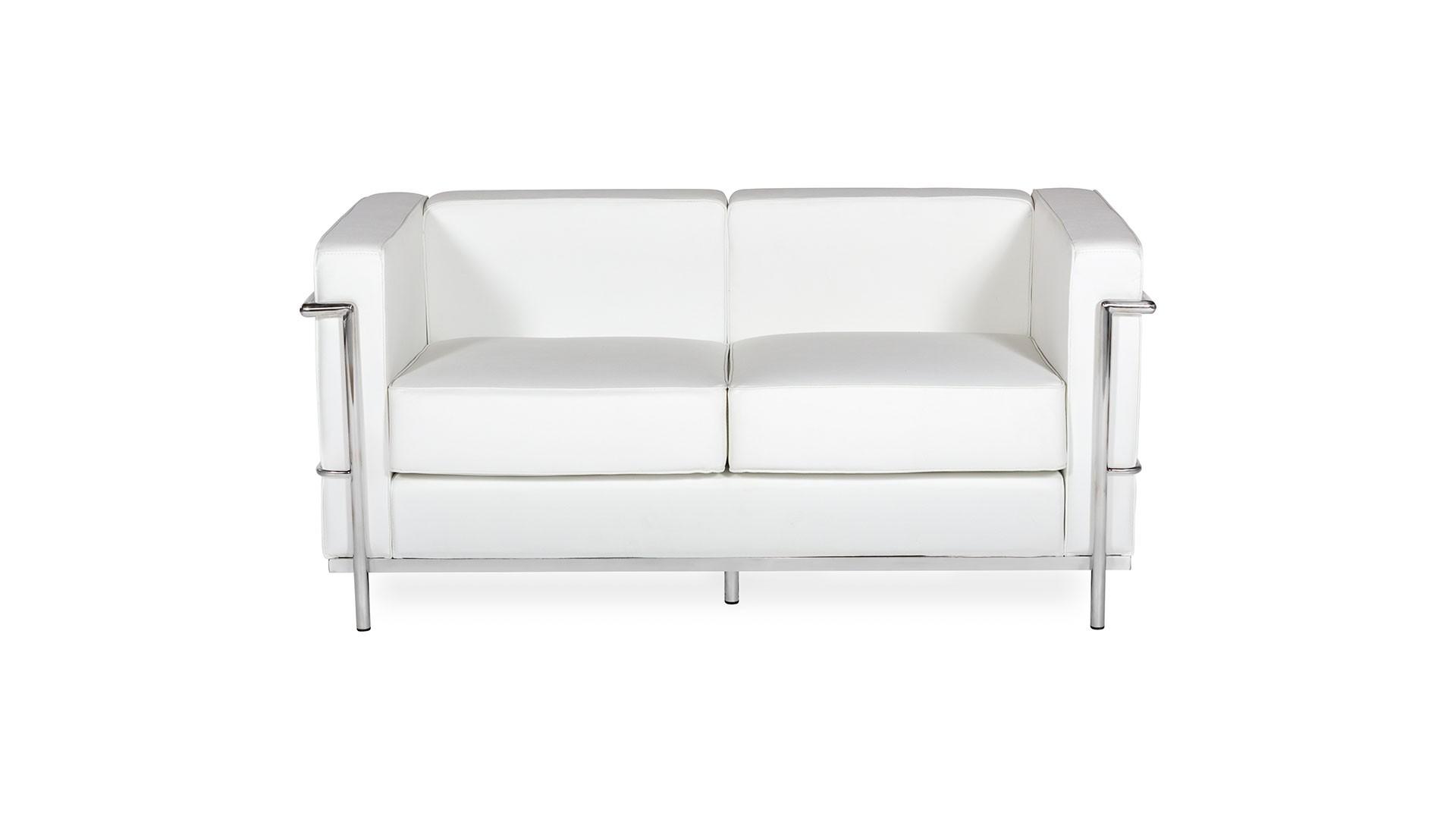 Contemporary Loveseat Nube AHU-077-WTH-11-F02-WHITE-LOVESEAT in White Leather