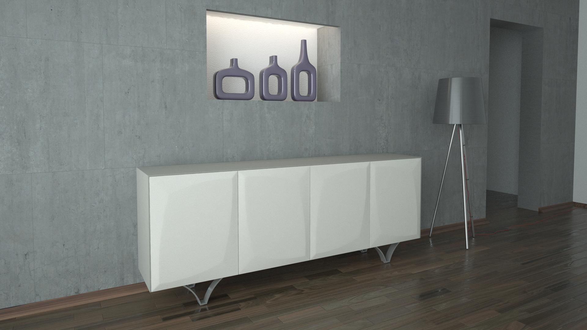 Contemporary Sideboard Pietra 15873 AHU-090-WHITE-028-15873-WHITE-SIDE-BOARD in White 