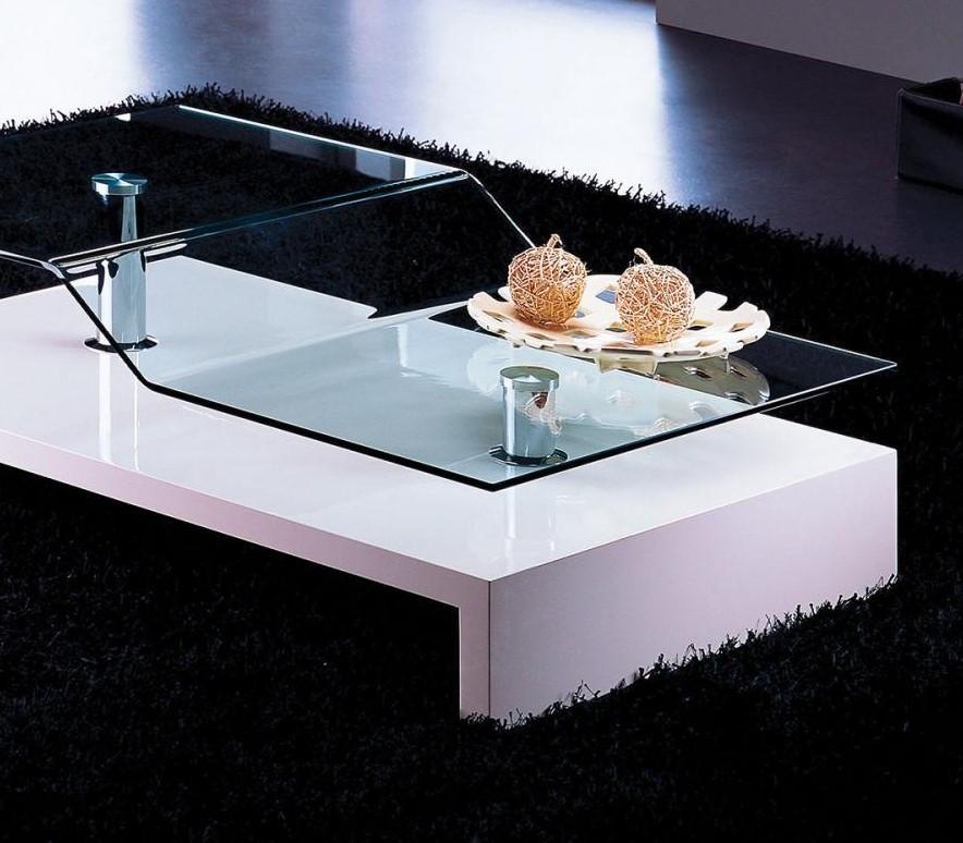 

    
At Home USA Quatro Coffee Table in White Chrome Posts Modern Style
