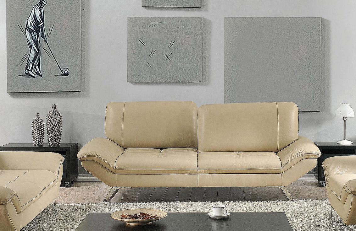 

    
At Home USA Roxi Sand Full Italian Leather Sofa Contemporary Modern
