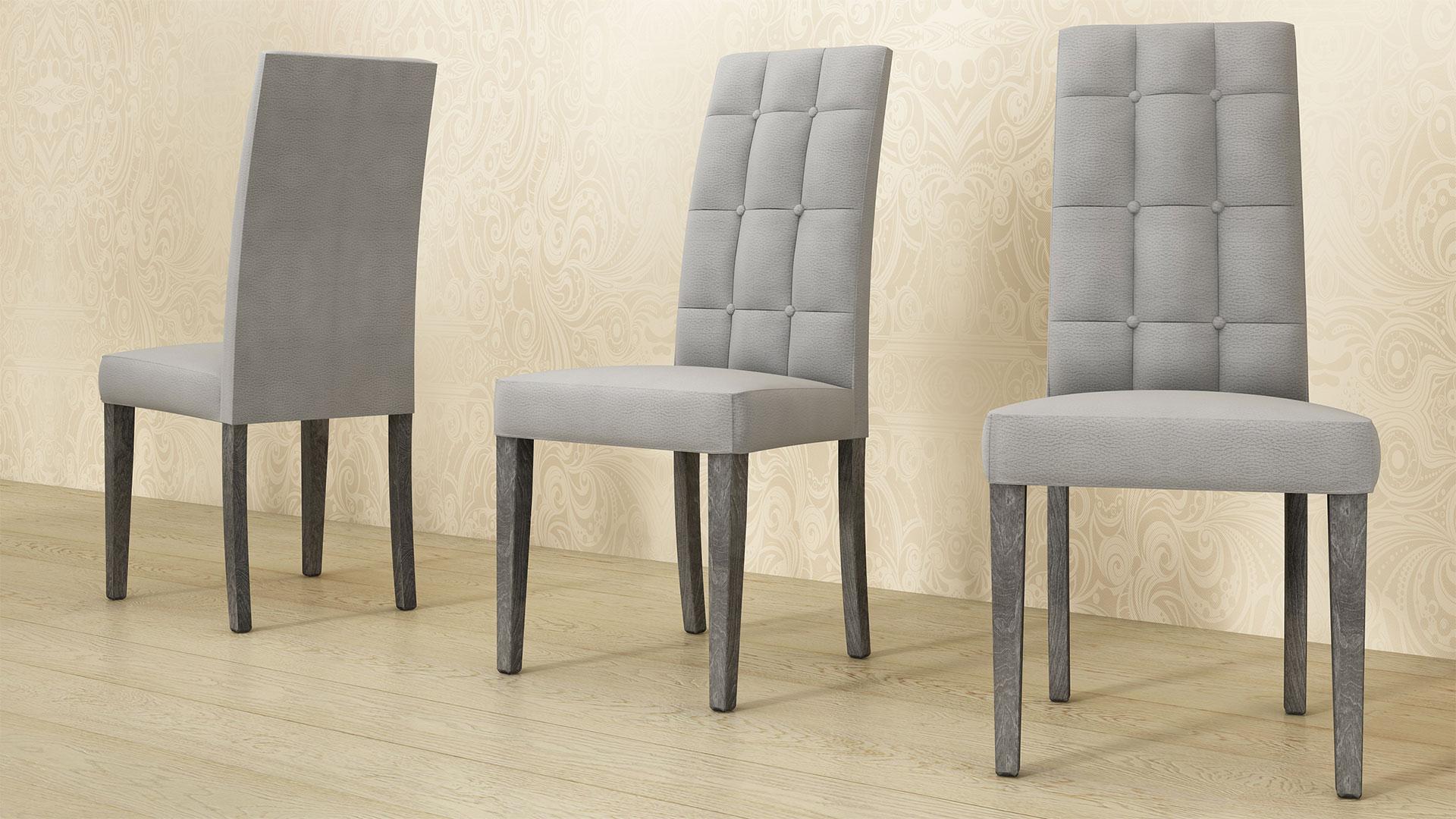 

    
At Home USA Sarah Grey Microfiber Button Tufted Dining Chair Set 4P Contemporary
