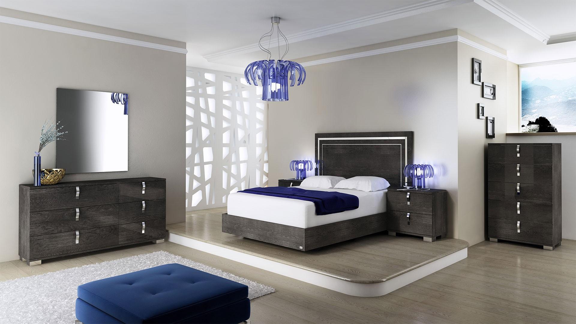 

    
 Order  At Home USA Sarah High Gloss Grey King Bedroom Set 5Pcs Modern Made in Italy
