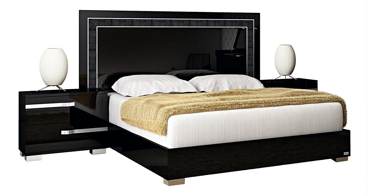 

    
At Home USA Volare Glossy Black King Bedroom Set 5Pcs Modern Made in Italy
