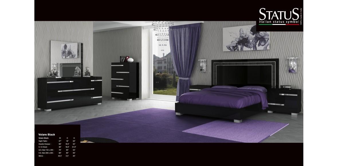 

    
VOLARE-Black-EK-Set-5 At Home USA Volare Glossy Black King Bedroom Set 5Pcs Modern Made in Italy
