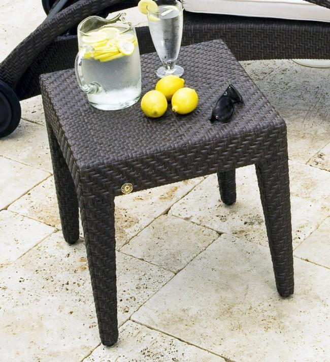 Contemporary Outdoor End Table Atlantis 903-1323-JBP-ET in Off-White, Java, Brown 