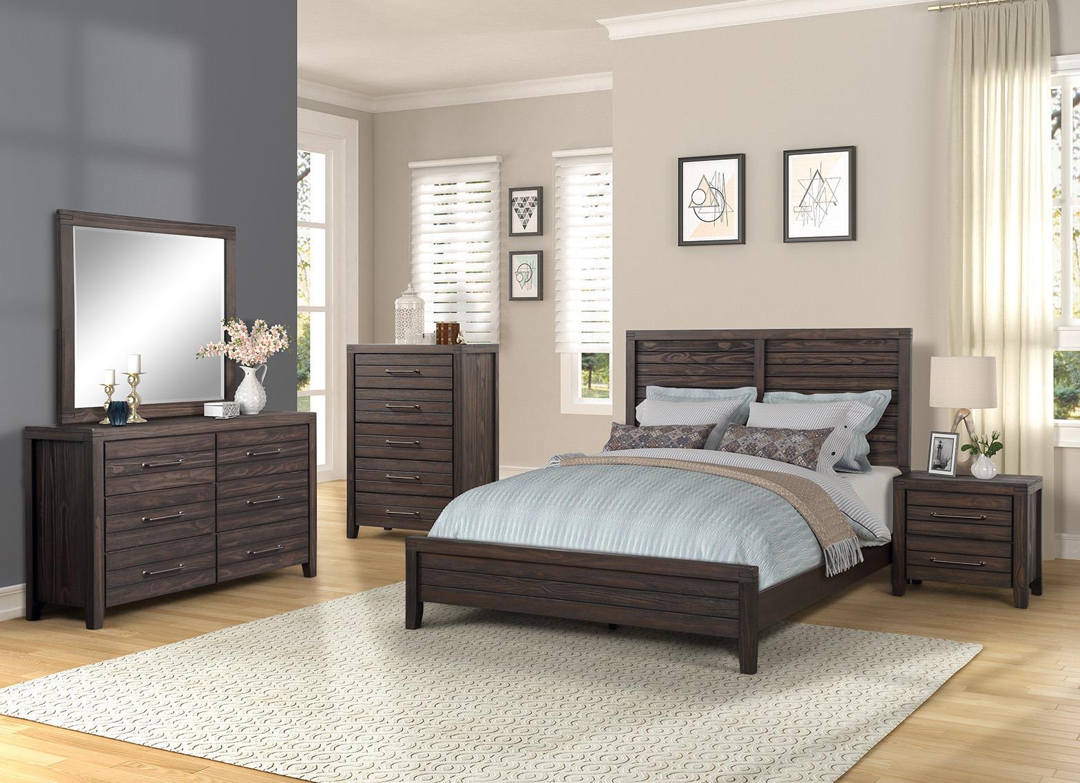 Contemporary, Traditional Panel Bedroom Set CRESTWOOD 1465-105-Set 1465-105-2N-3PC in Auburn, Brown 