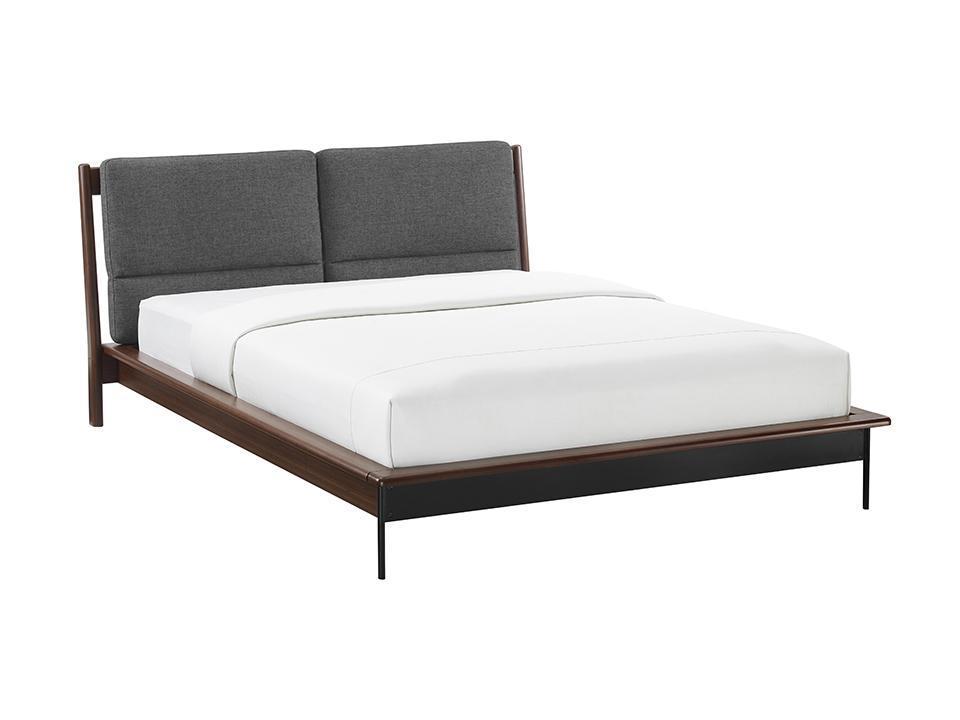 Modern Platform Bed Park Avenue GPA0002RB in Gray, Brown Fabric