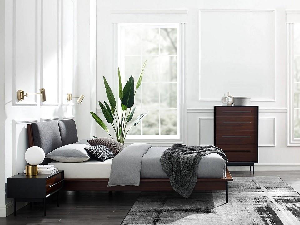 

    
Bamboo King Platform Bedroom Set 3Pcs Grey Fabric Modern Park Avenue by Greenington
