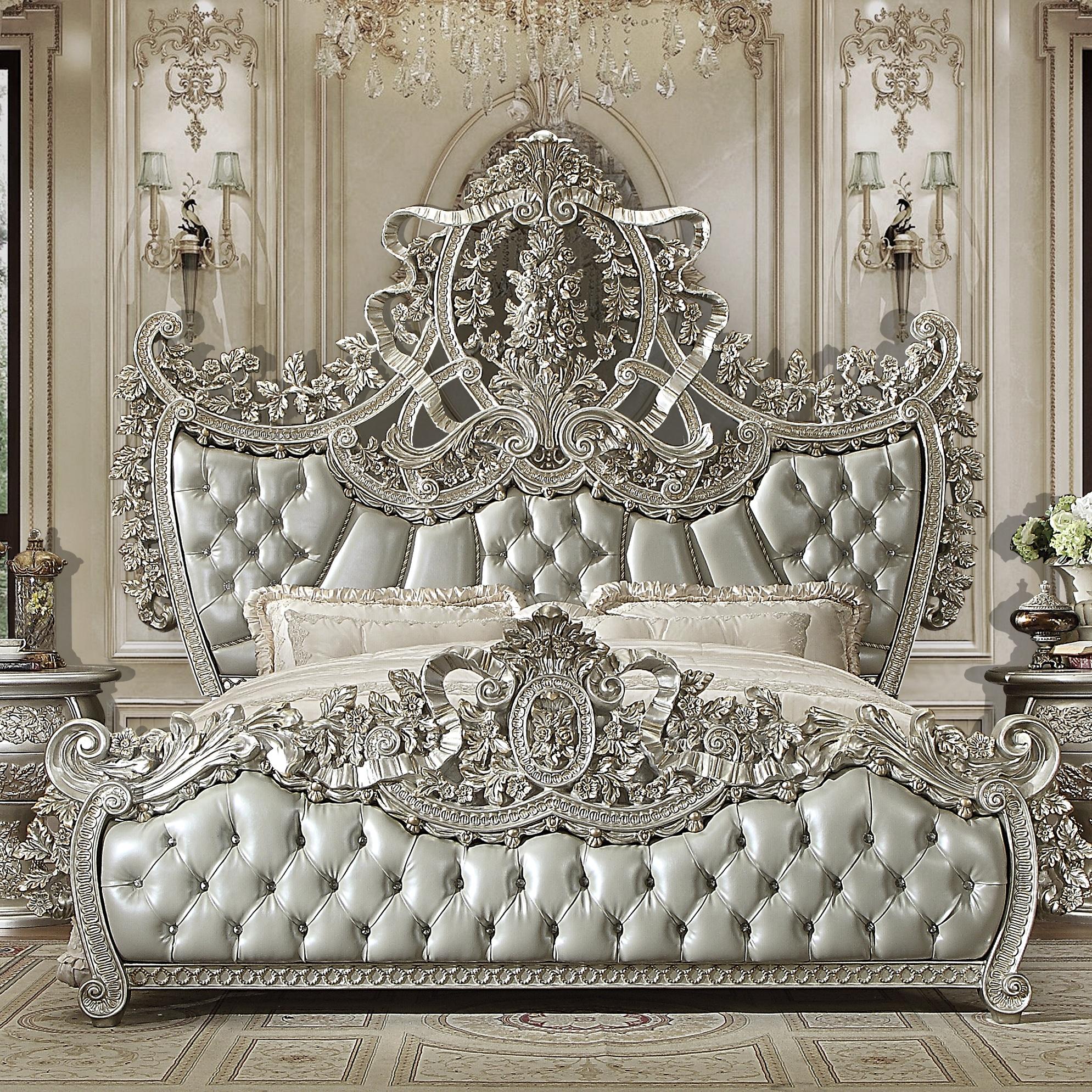 

    
Baroque Belle Silver CAL King Bed Carved Wood Traditional Homey Design HD-8088
