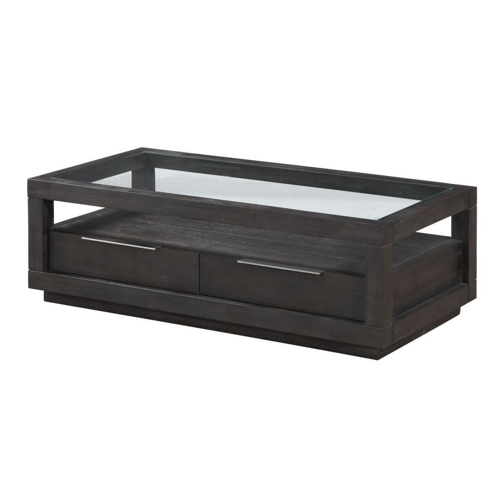 

    
Basalt Gray Glass Top Coffee Table w/2 Drawers OXFORD by Modus Furniture
