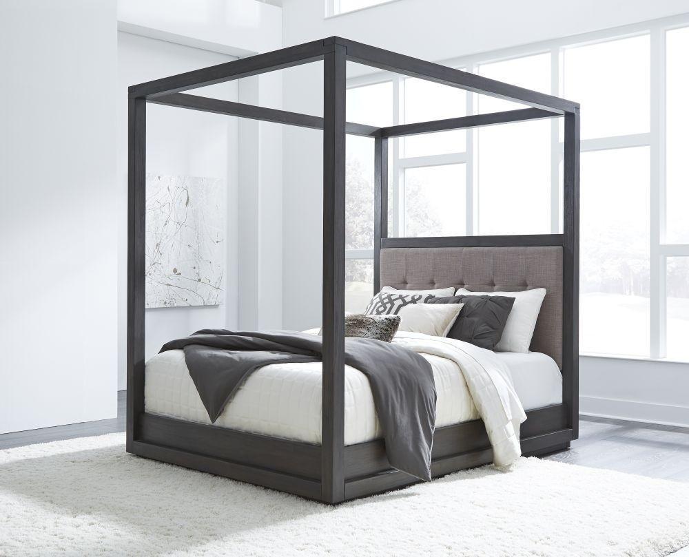 

    
Basalt Gray King CANOPY Bedroom Set 4Pcs OXFORD by Modus Furniture
