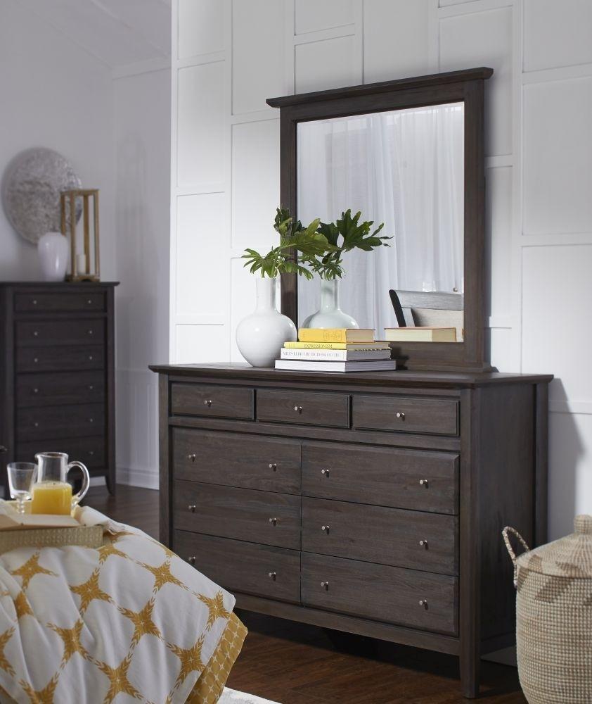 

    
Basalt Grey Finish 9 Drawer Dresser & Mirror Set 2Pcs CITY II by Modus Furniture
