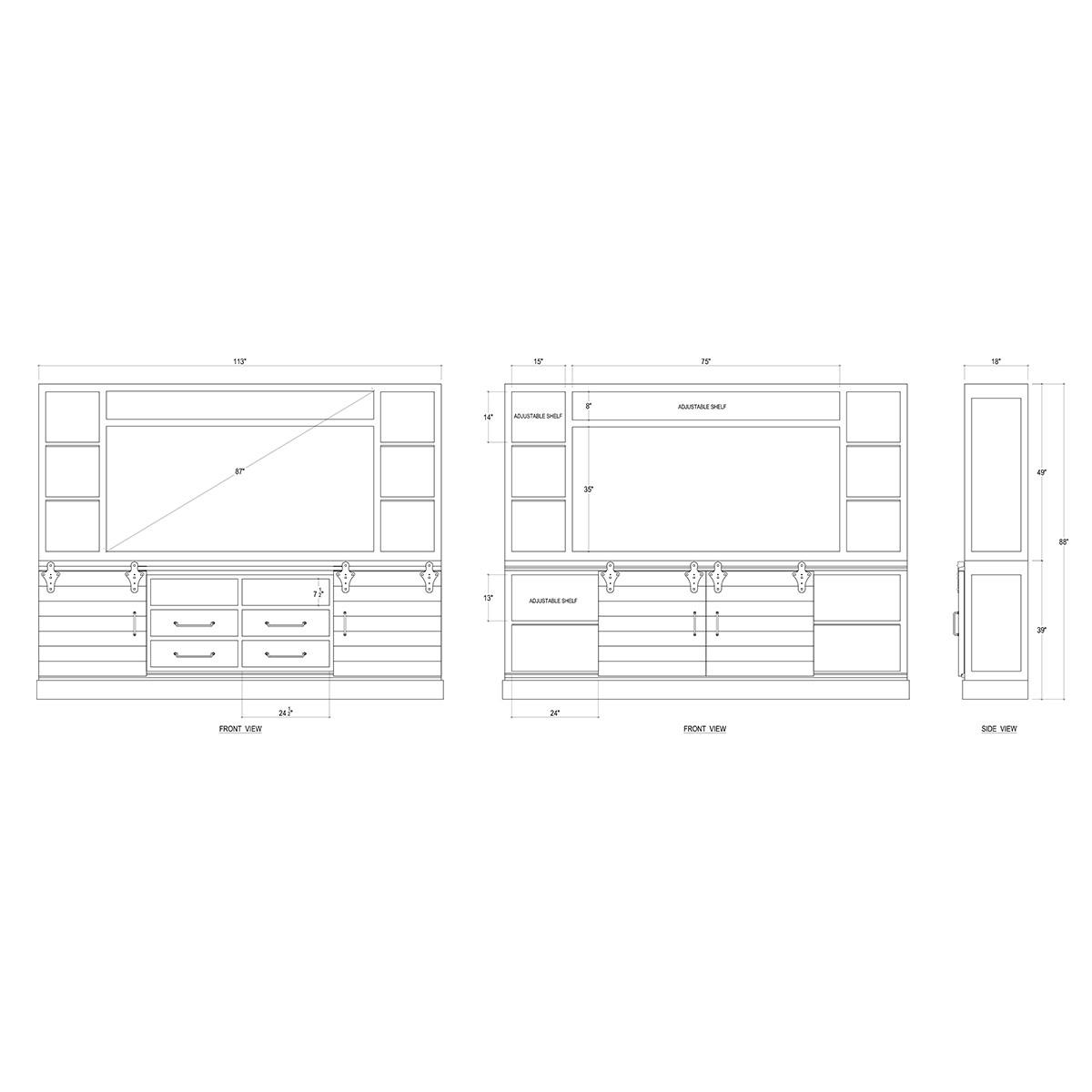 

    
BATAVIA BLACK Sonoma Open Top Cabinet / 80" Tv Solid Wood Bramble 26839 Sp Order

