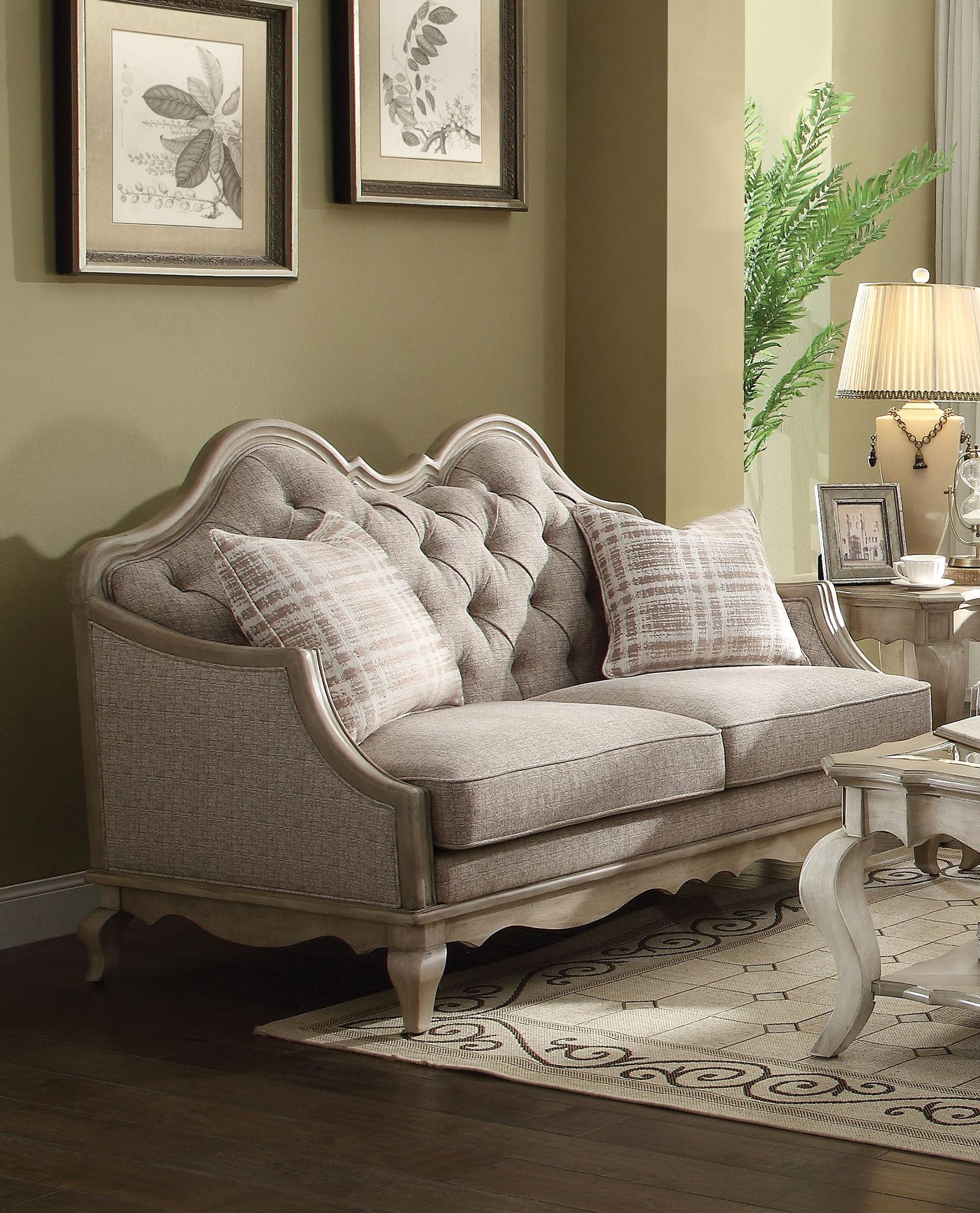 Classic, Traditional Loveseat Chelmsford-56051 Chelmsford-56051 in Taupe, Beige Fabric