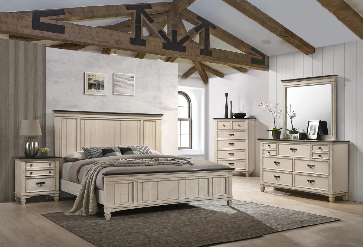 

    
Beige Panel Bedroom Set by Crown Mark Sawyer B9100-Q-Bed-5pcs

