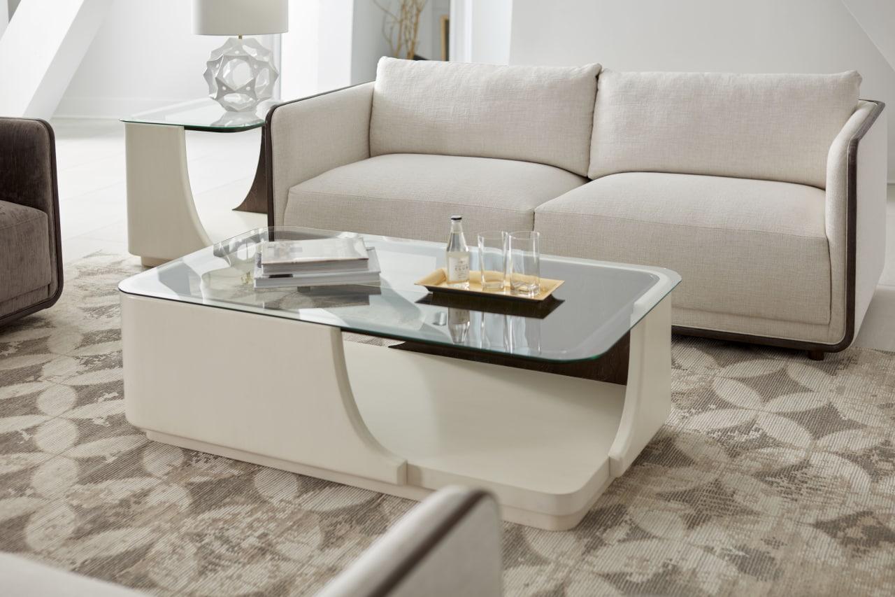 

    
289300-1040 Beige & Brown Wood Coffee Table w/ Glass Top by A.R.T. Furniture Blanc
