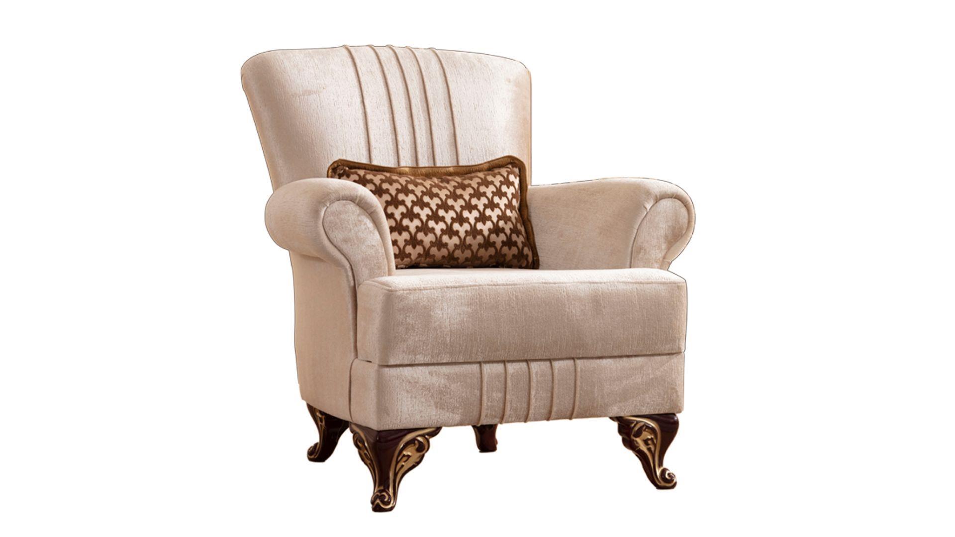 Classic, Traditional Arm Chair CARMEN 698781398920 in Beige Chenille