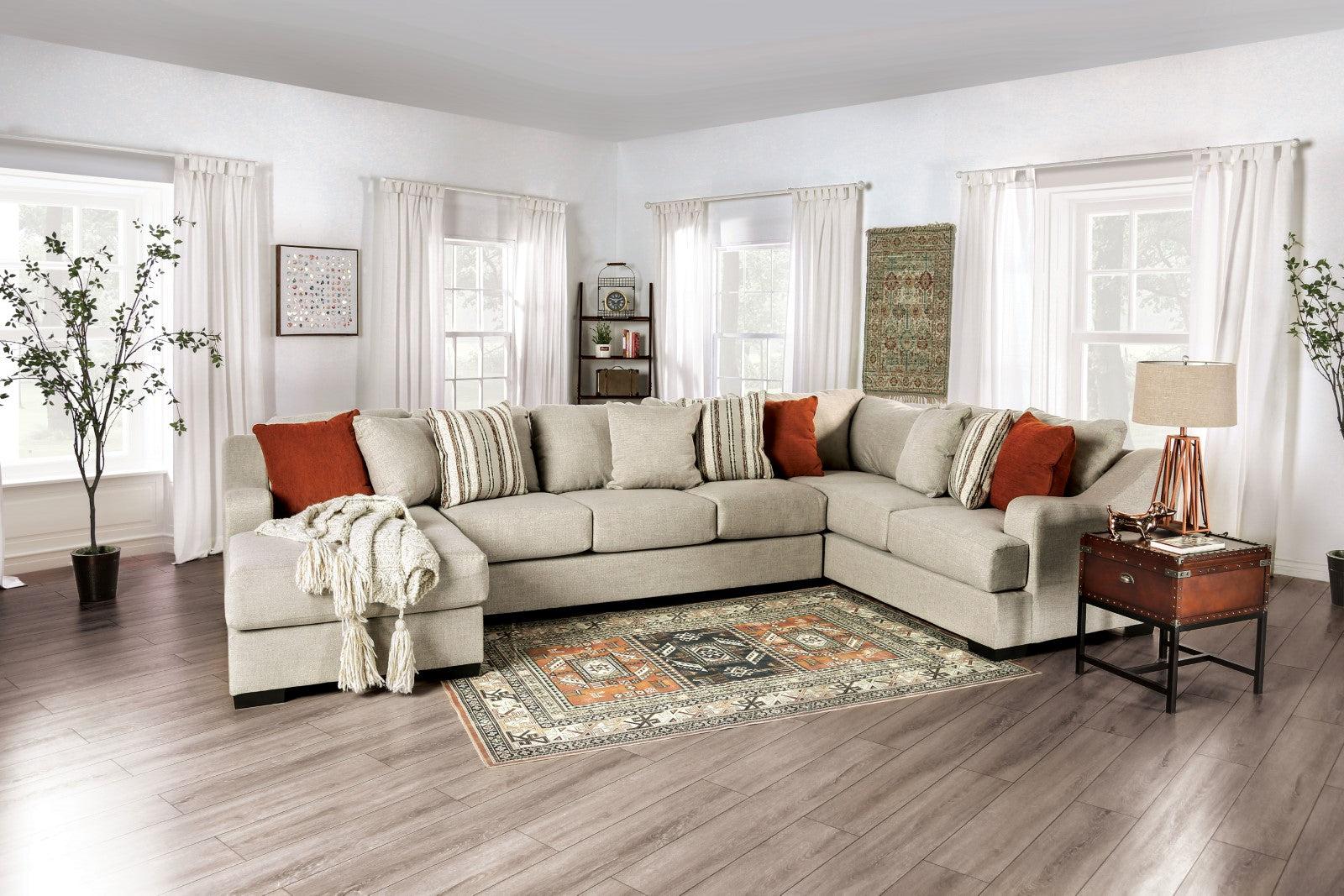 

    
Transitional Beige & Rust Chenille Sectional Sofa Furniture of America SM1293 Castleton
