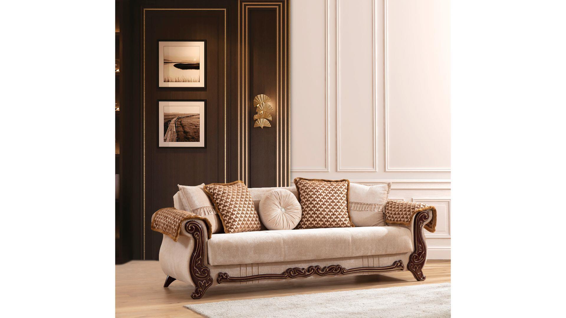 

    
Beige Chenille Sofa CARMEN Galaxy Home Traditional Classic
