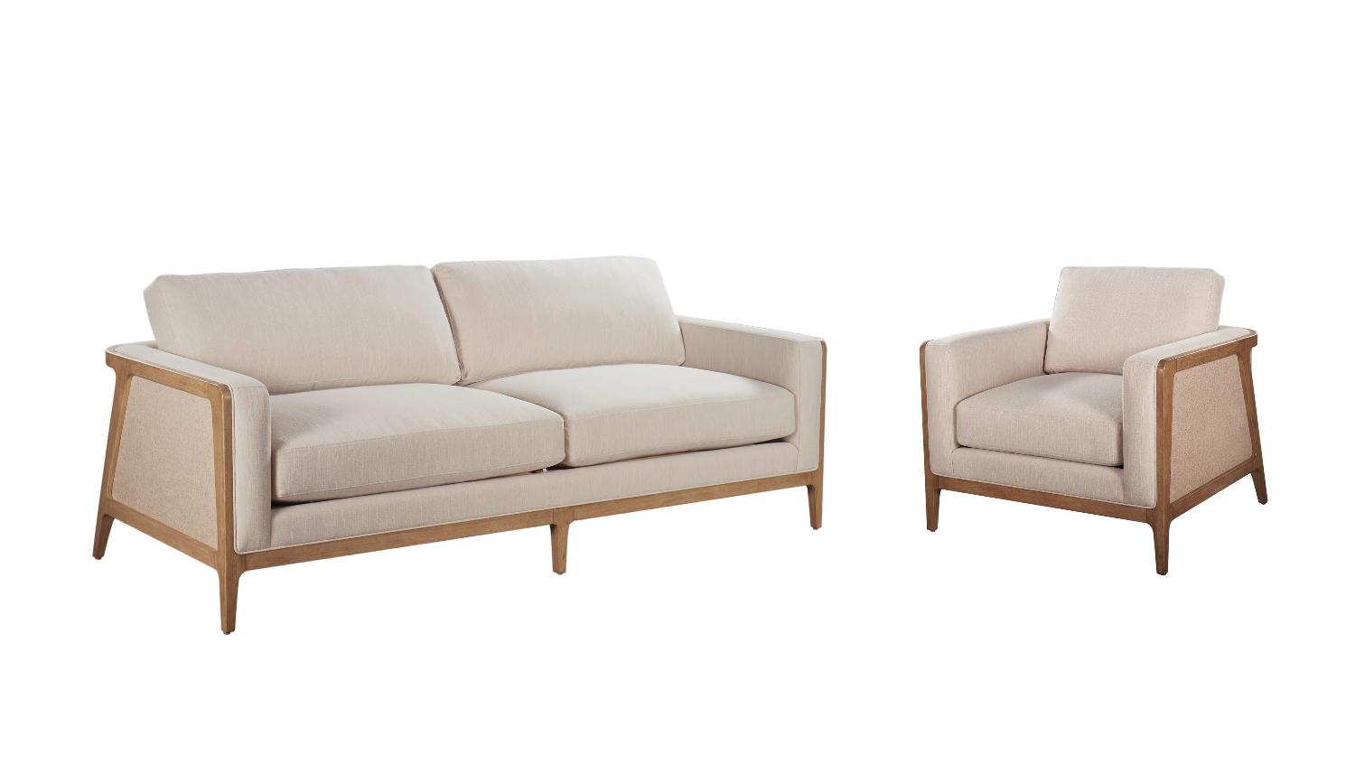 Modern, Traditional Sofa and Chair Harvey 765501-5803-2pcs in Beige 