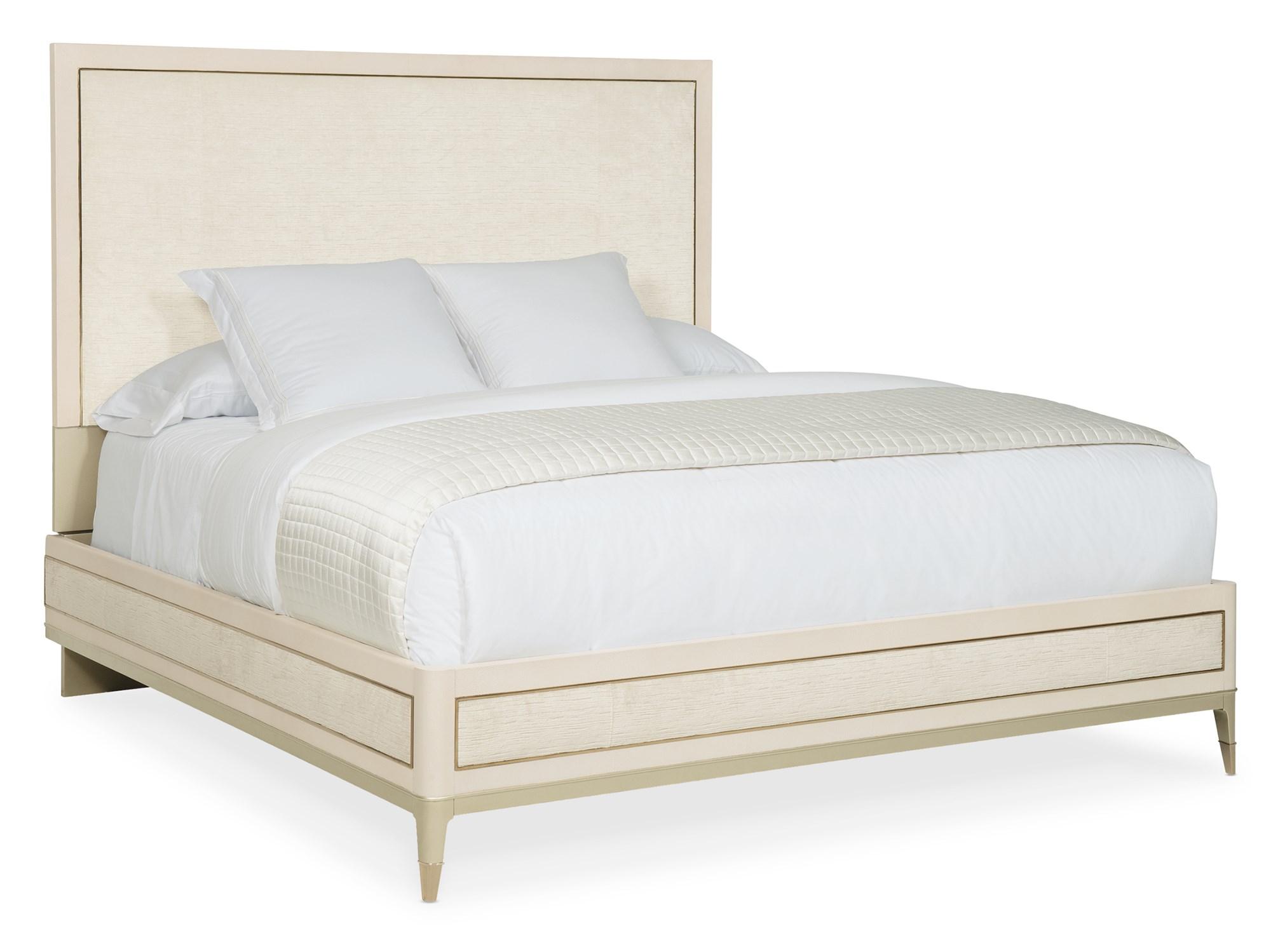 

    
Beige Fabric & Pearl Shagreen Trim King Bed DREAM ON AND ON by Caracole
