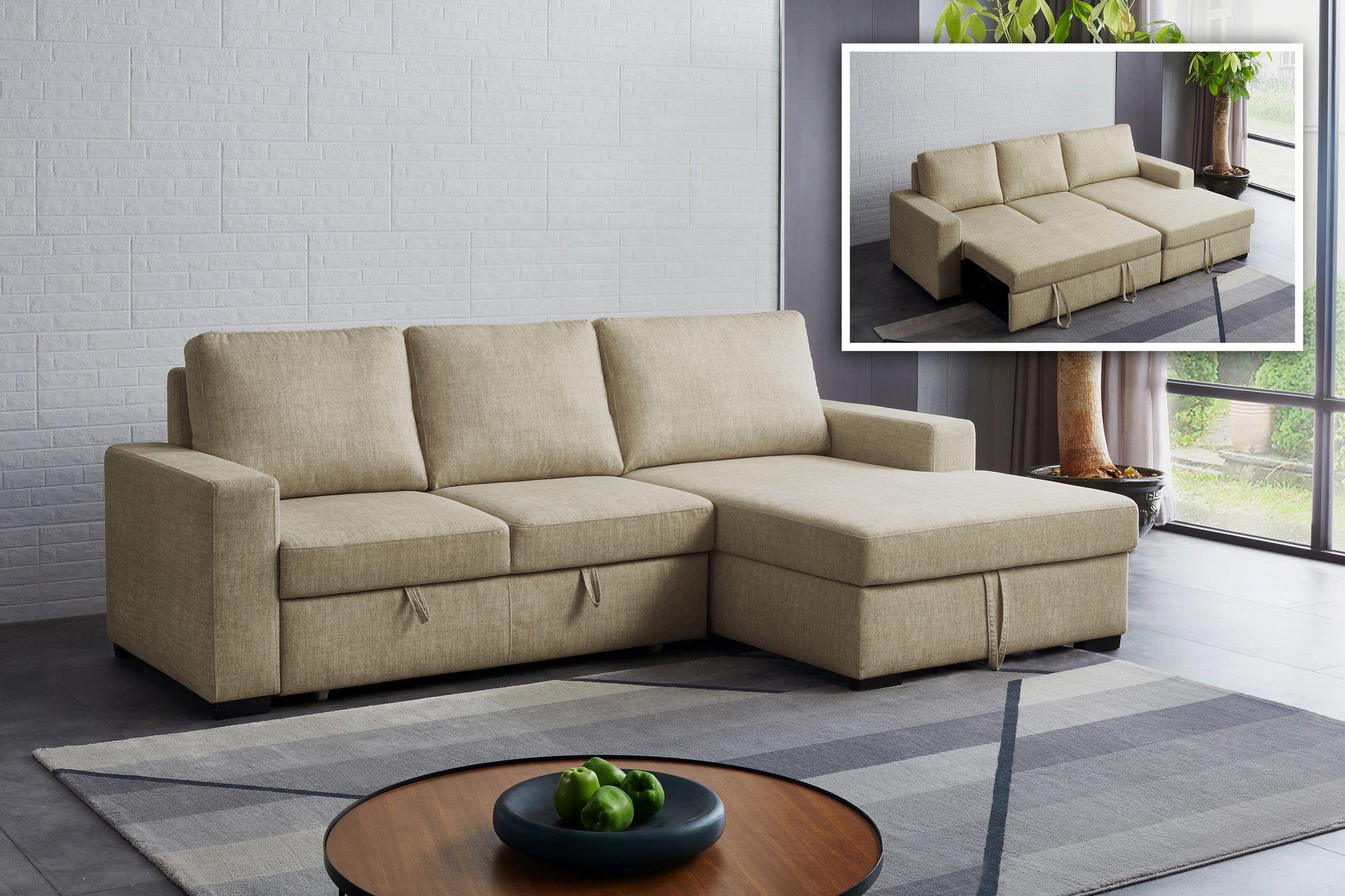 Contemporary, Modern Sectional Sofa Bed VGMB-1893 VGMB-1893 in Beige Fabric