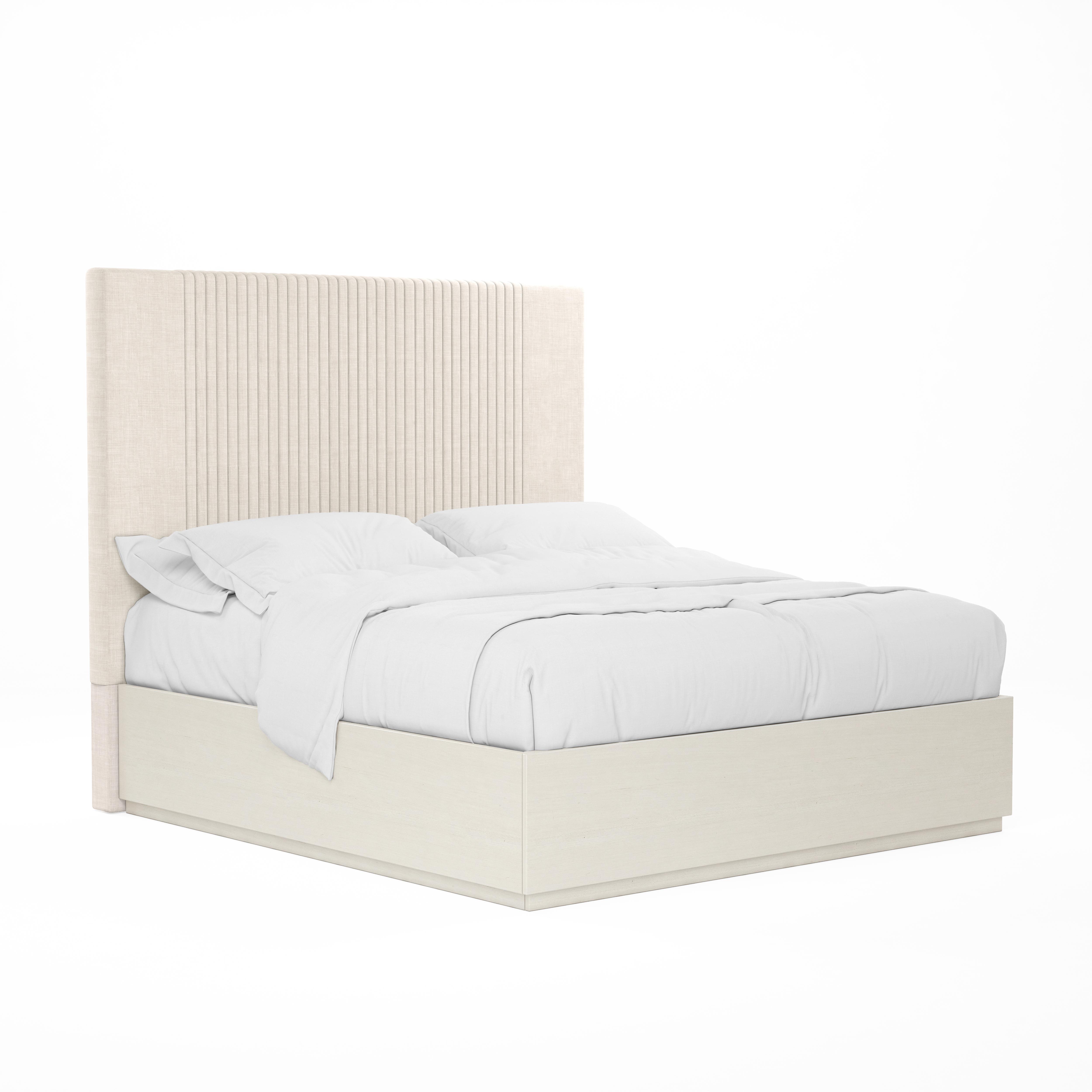 

    
Beige Fabric Upholstery King Size Platform Bed by A.R.T. Furniture Blanc
