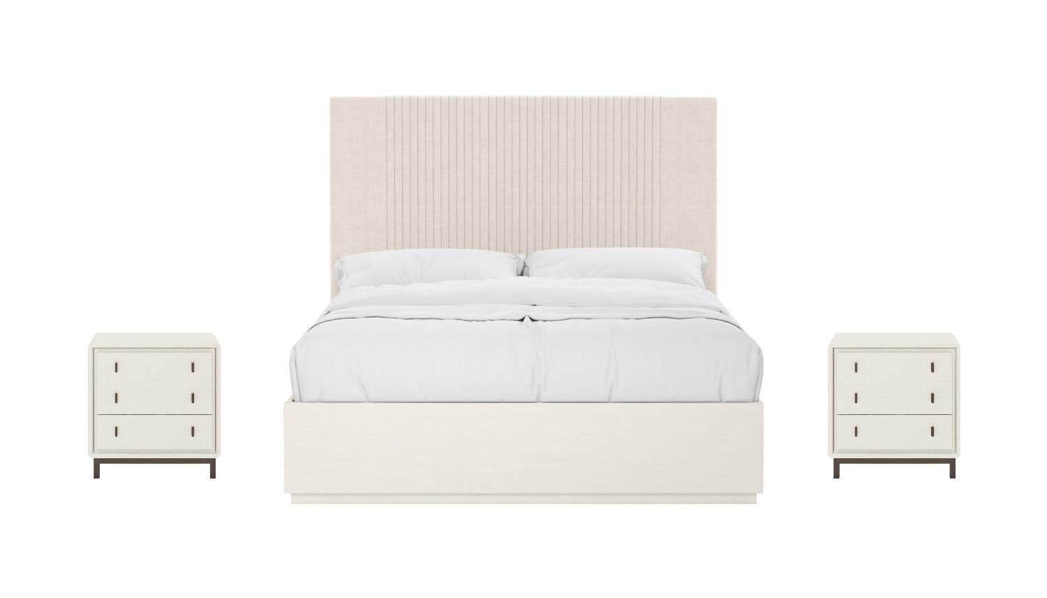 

    
Beige Fabric King Size Platform Bedroom Set 3Pcs by A.R.T. Furniture Blanc
