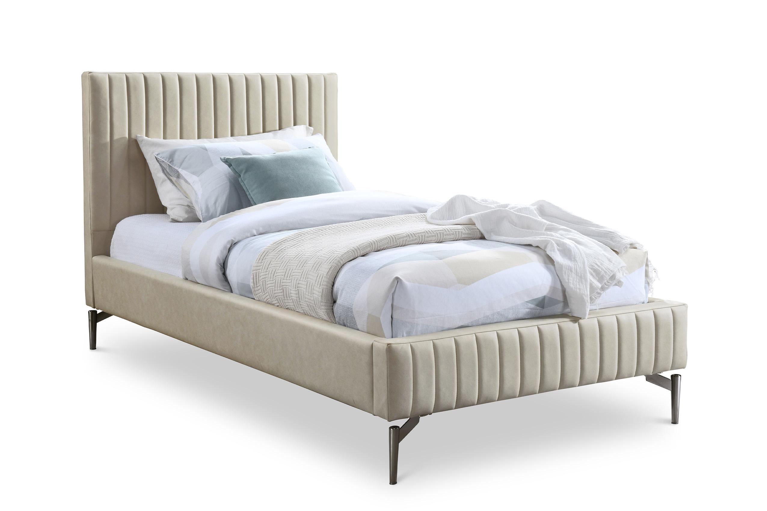 Contemporary, Modern Panel Bed GALLO GalloBeige-T GalloBeige-T in Beige Faux Leather