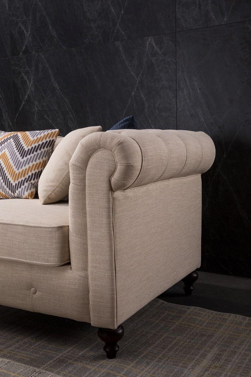 

    
Beige Finish Linen Sofa Contemporary American Eagle AE-D830
