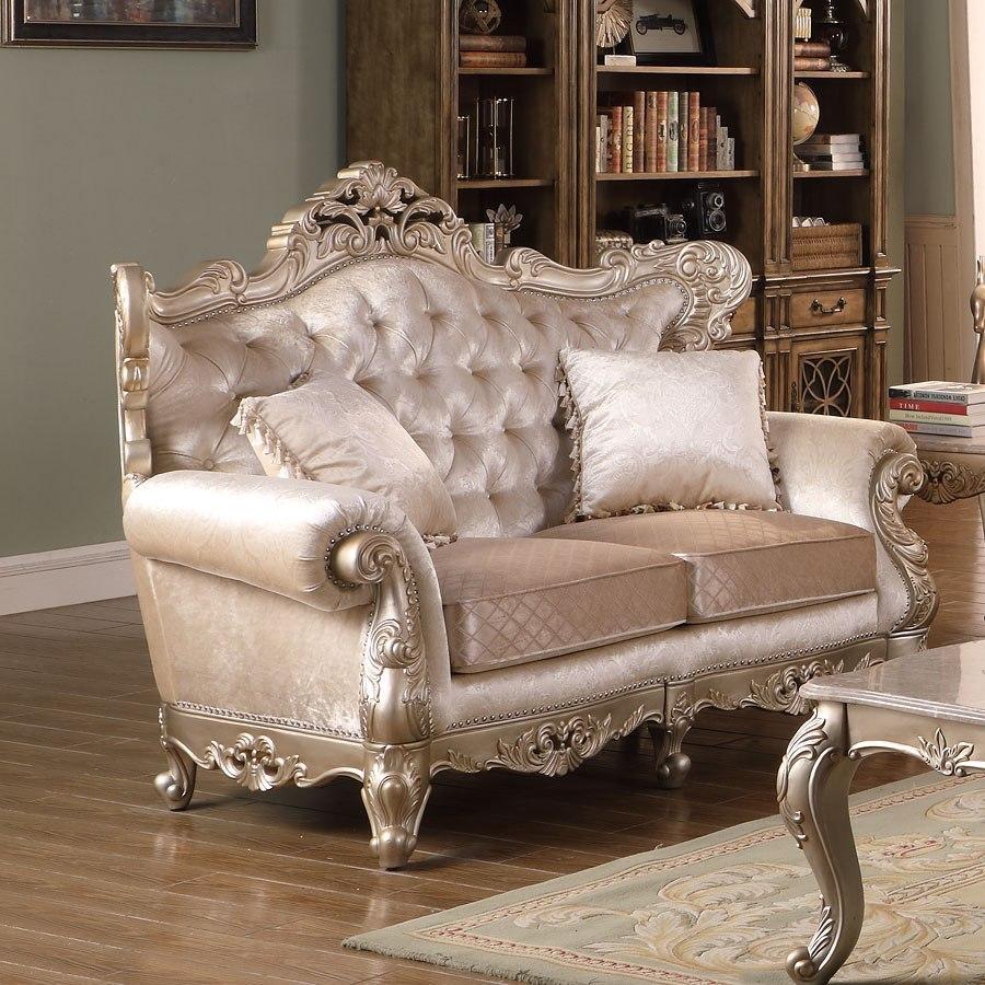 Transitional Loveseat Emily 3036SIEMI in Beige Fabric