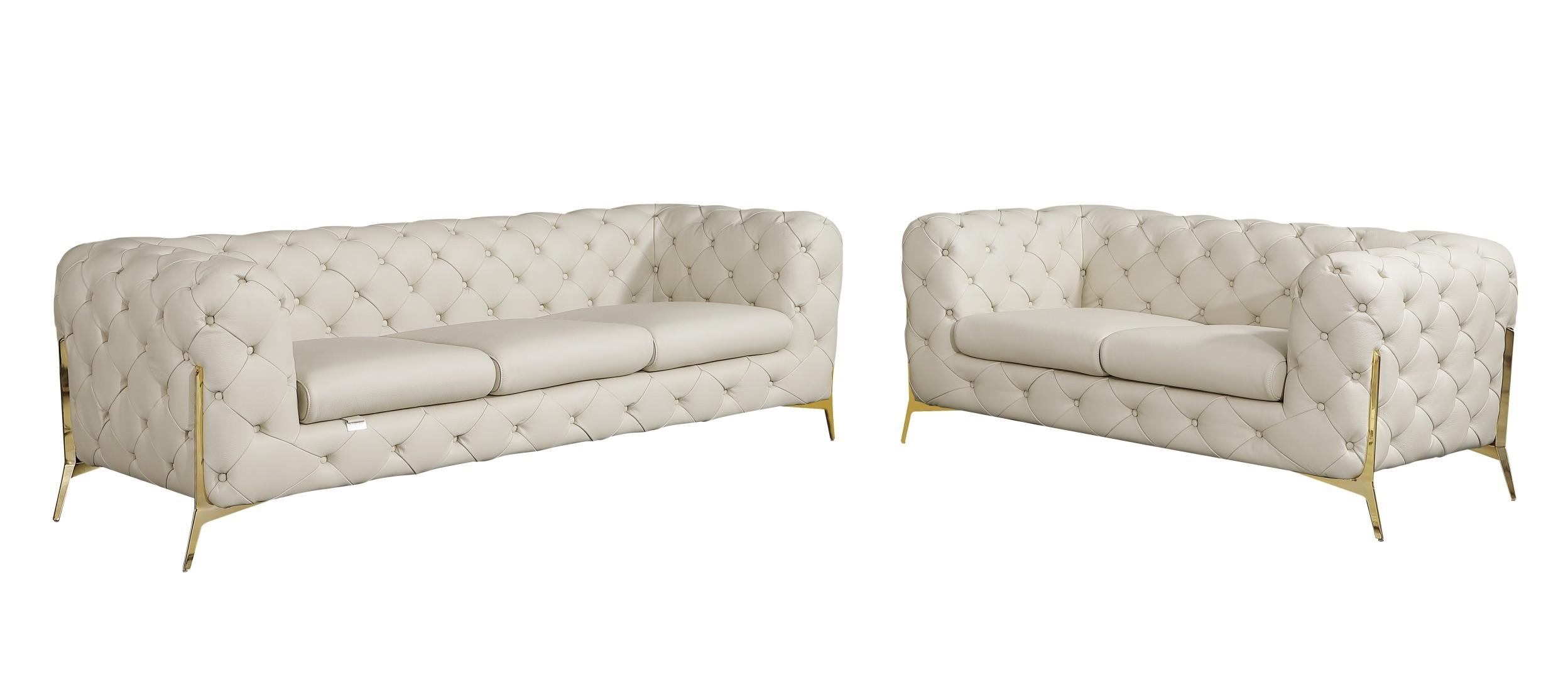 

    
Beige Genuine Italian Leather Sofa Set 2Pcs Contemporary 970 Global United
