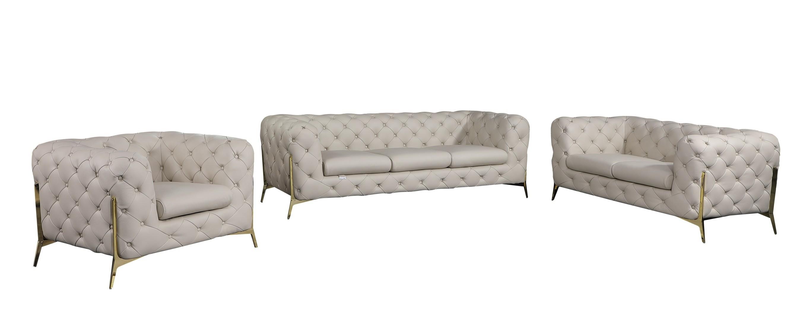 

    
Beige Genuine Italian Leather Sofa Set 3Pcs Contemporary 970 Global United
