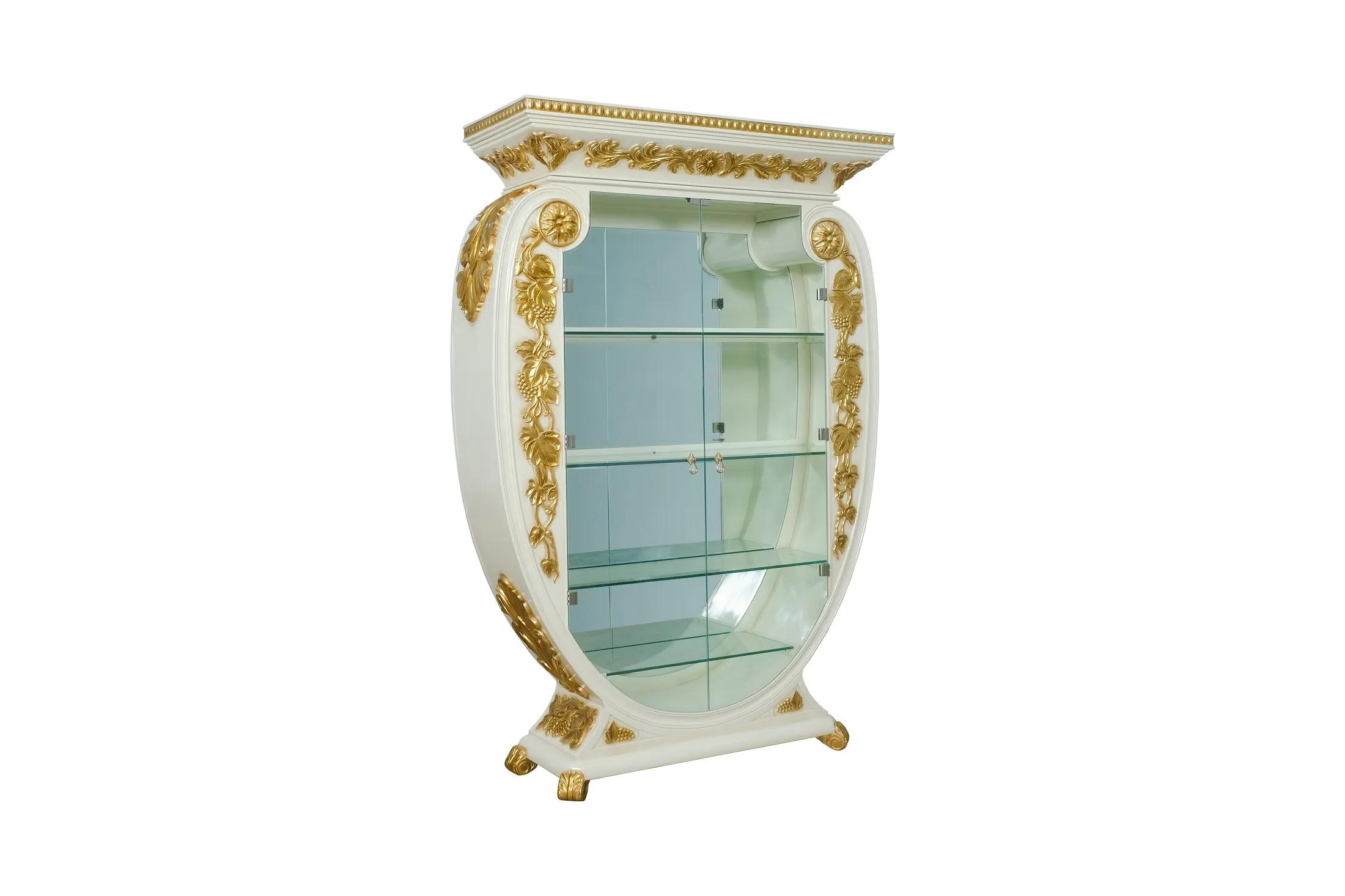 Traditional Curio Cabinet Valentine II 45016-CB in Gold, Beige 