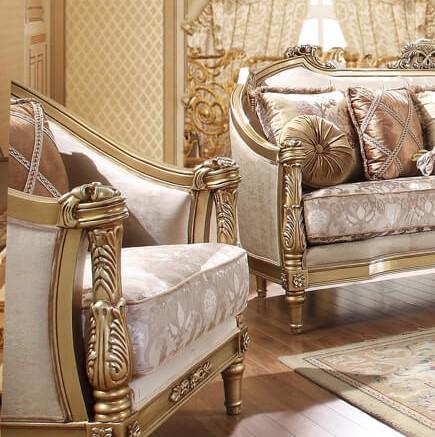 

    
Homey Design Furniture HD-2019 Loveseat Gold Finish/Antique/Beige HD-L2019
