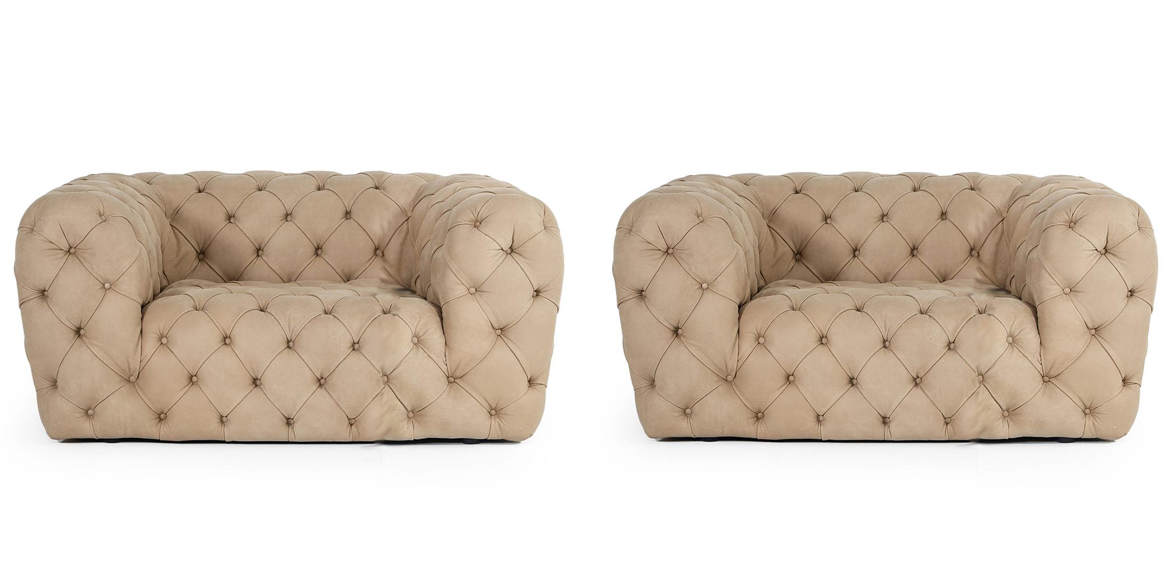Contemporary, Modern Arm Chair Set VGCCRIALTO-BEI-CH VGCCRIALTO-BEI-CH-Set-2 in Beige Italian Leather