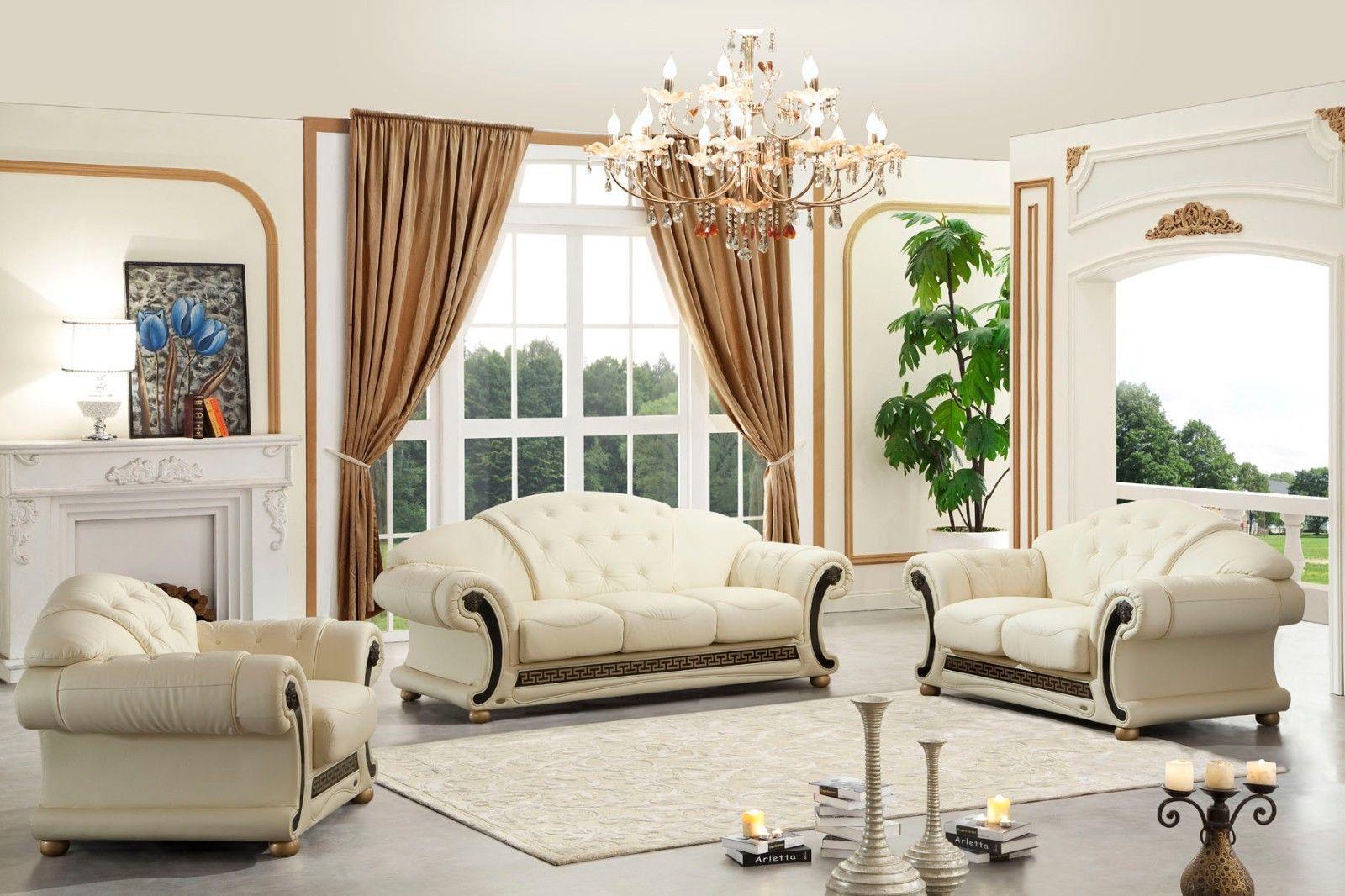 Traditional Beige Sofa Loveseat Chair