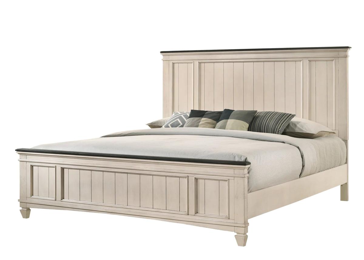 Rustic, Cottage Panel Bed Sawyer B9100-K-Bed in Beige 